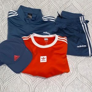 Mens 4 piece sweatsuit,jacket xxl, pants xl, tee xxl, baseball cap adjustable